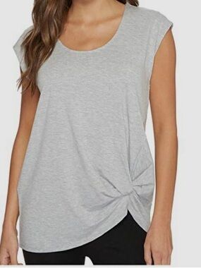 Lysse Women’s Light Gray Twist-Hem Cap Sleeve Top